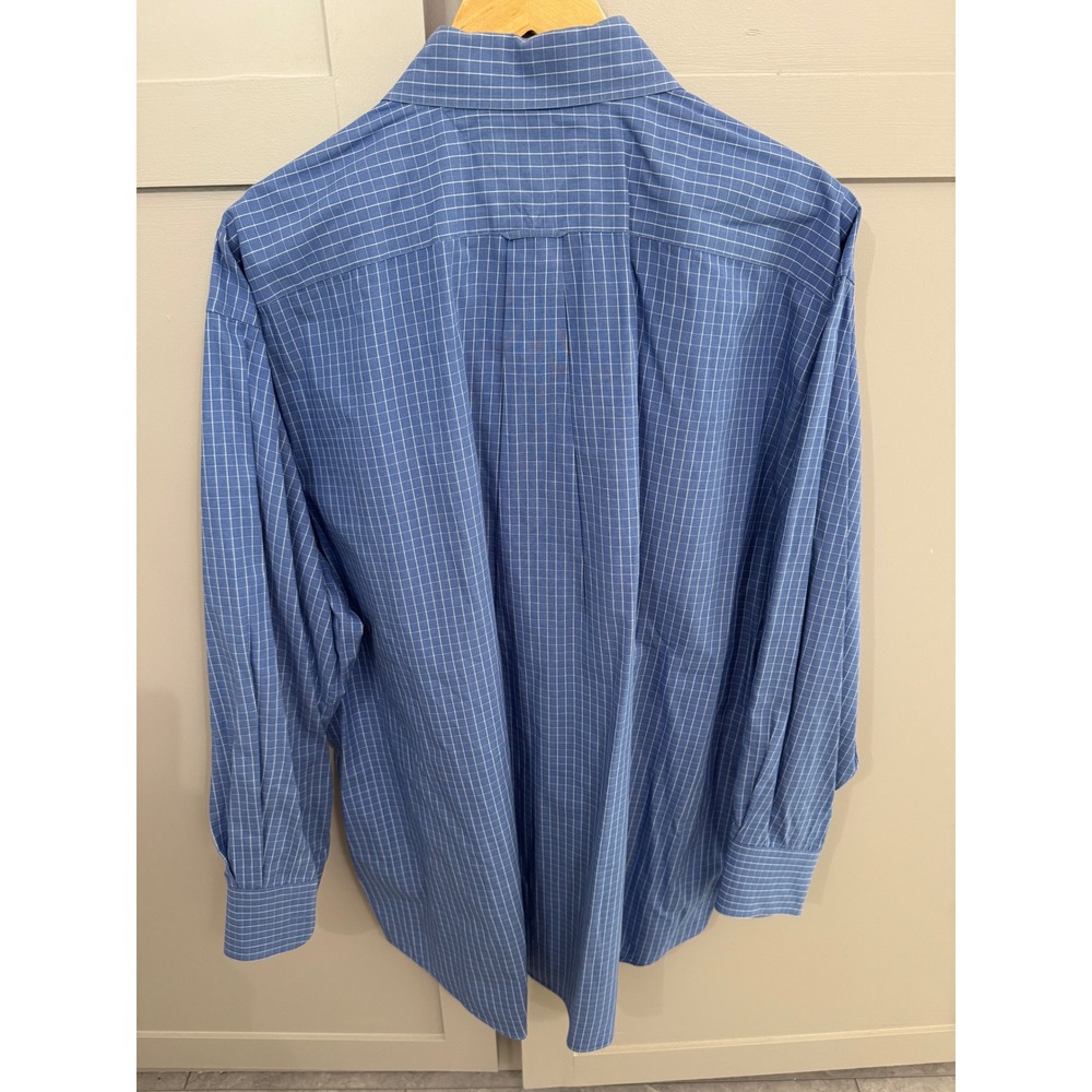 Tommy Hilfiger Mens Blue Windowpane Check Dress Shirt XL 17.5 32-33 TLC Collar - Picture 3 of 4